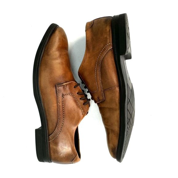 Ecco Melbourne Tie Oxford Dress Shoe Amber Brown Men’s Size EU 45 US 11 - Picture 8 of 12